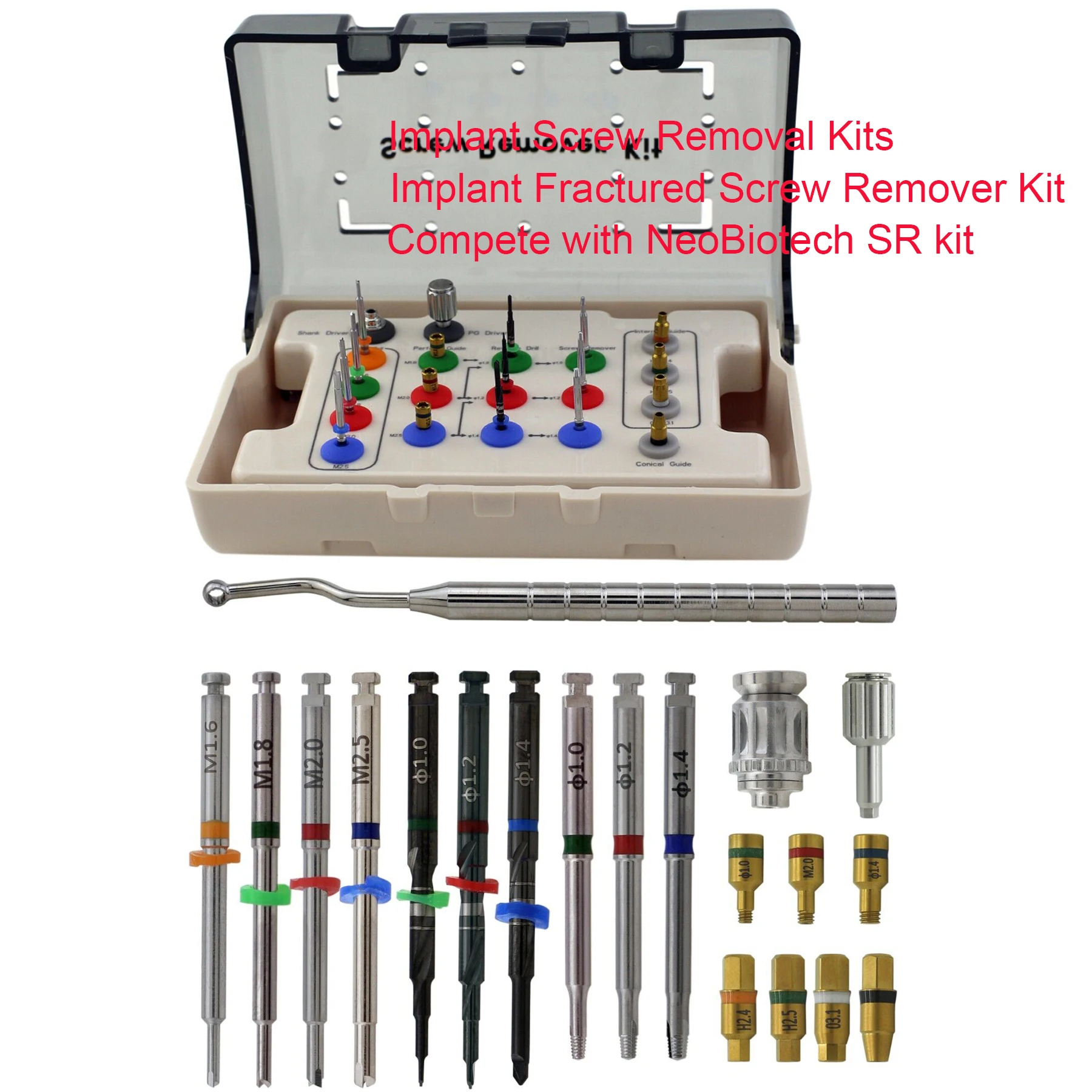 

Dental Implant Fractured Broken Screw Remover Kit Surgical Drill Guide Extraction Broken Fixture Torque Wrench NeoBiotech SR