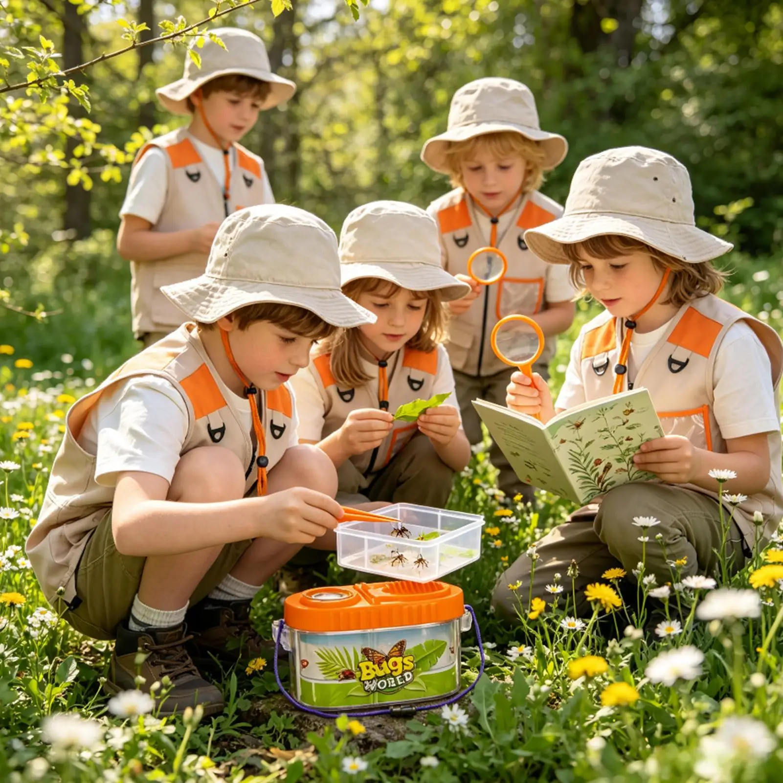Explorer Costume Kids With Hat Lightweight Breathable Educational Toys Kids Nature Fly Catching Camping Kit For Boys Girls