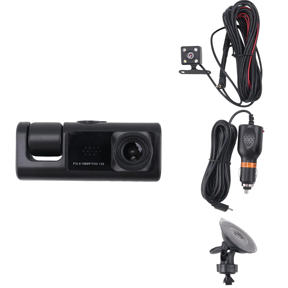 3 Channel Car DVR Camera , 1080P Dash Camera 3 Way Car Camera with IR Night Vision, Loop Recording, Parking Monitor