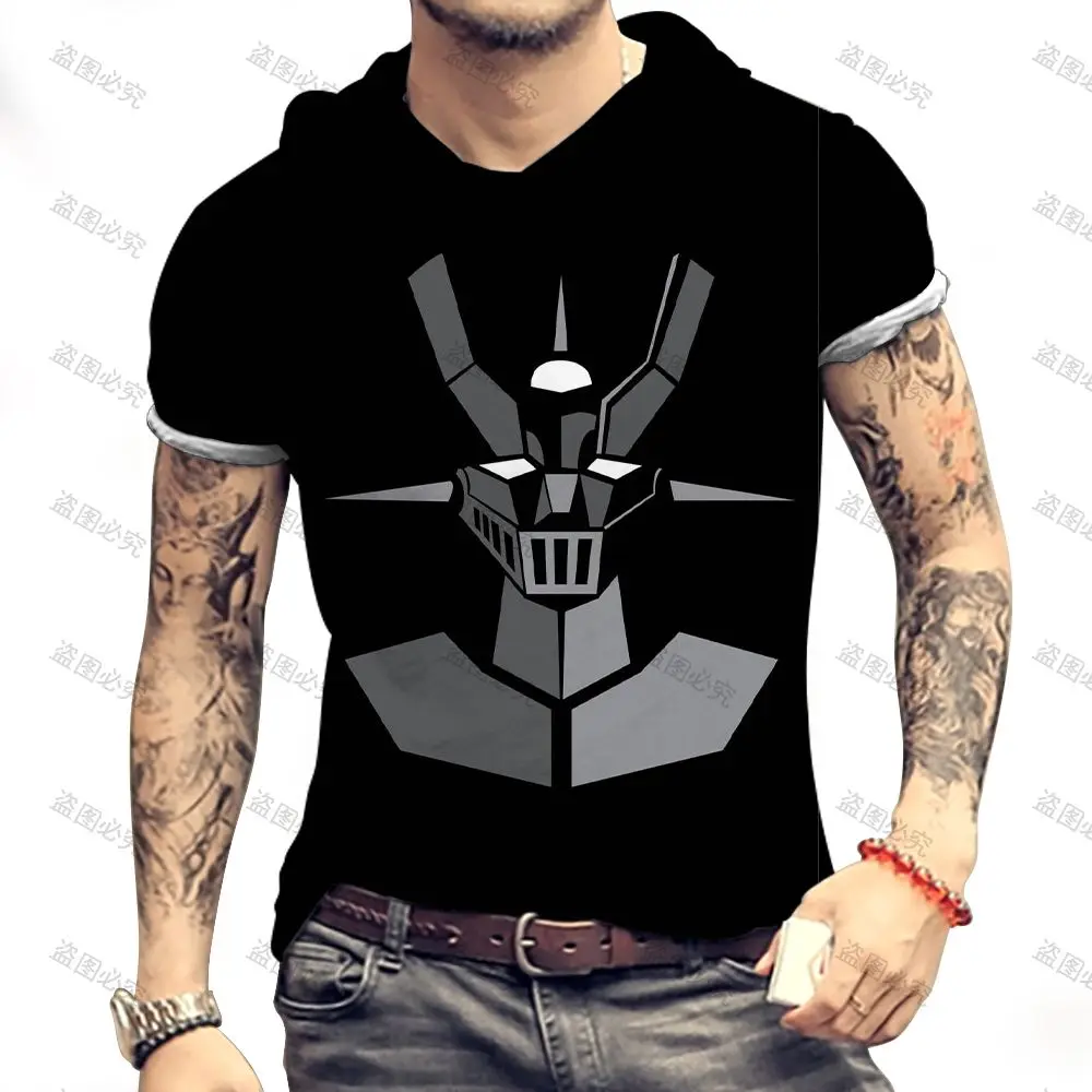 Mazinger Z Men\'s Hooded T-Shirt High Quality T-Shirt Clothing Anime T-shirts Oversized Essentials Short Sleeve Y2k New 3XL 2024