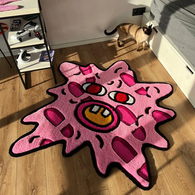 Alfombras antideslizantes de felpa para guardarropa de sala de estudio, alfombra suave Irregular rosa para dormitorio, mesita de noche, decoración creativa para sala de estar