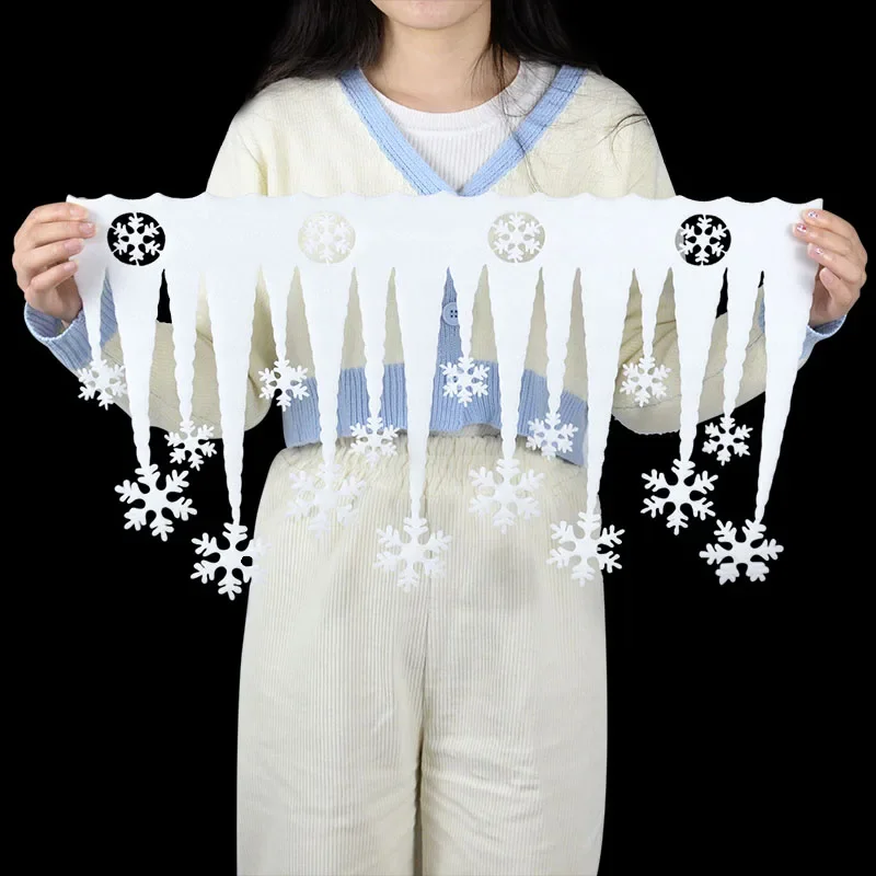 شريط ثلج من الفوم ، دلاية جليد ، زينة عيد ميلاد سعيد ، ثلج أبيض ، ديكور نافذة للمنزل ، 2: تزيين لكل قطعة #5