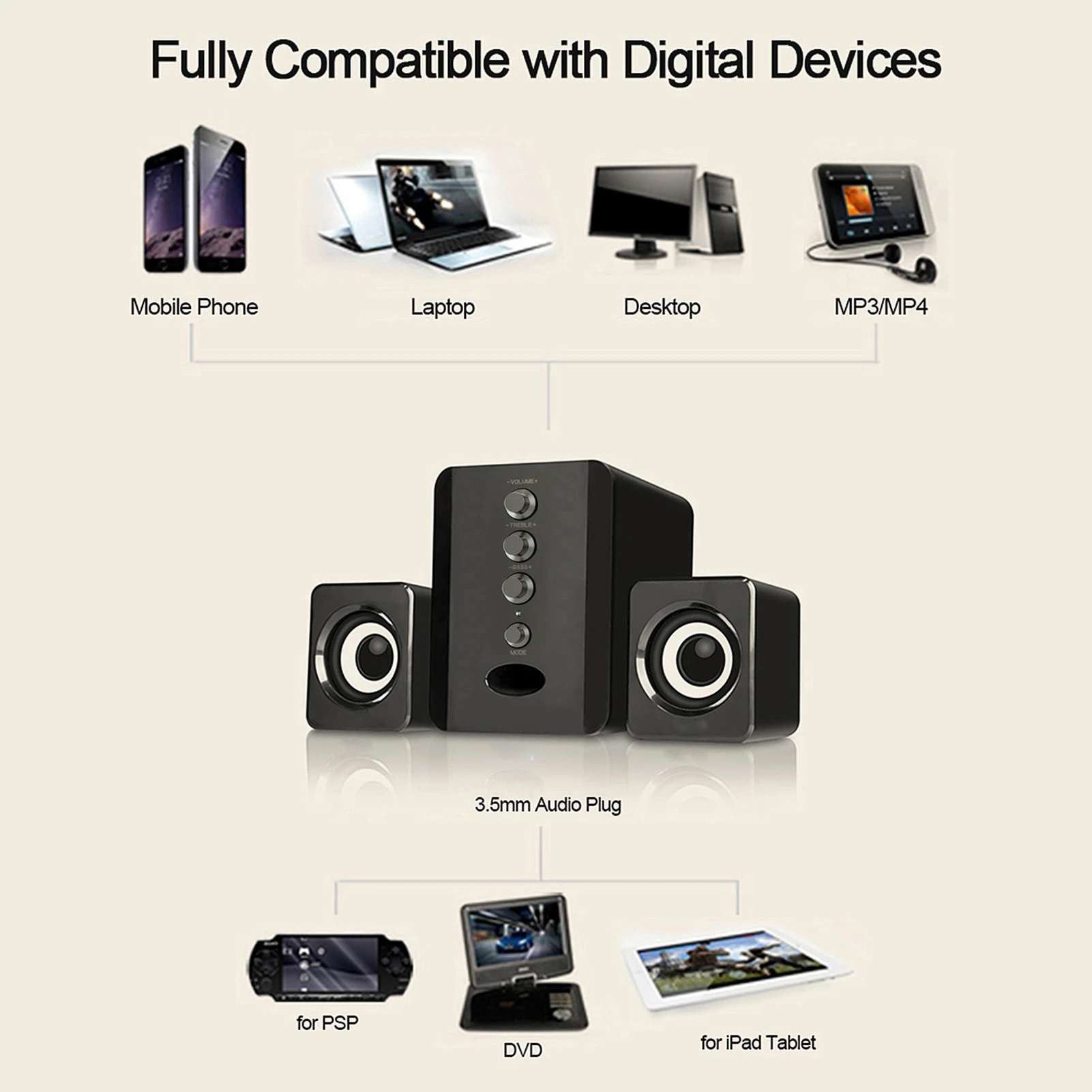 Alto-falante de computador portátil alimentado por USB estéreo surround com fio para laptop telefone desktop PC TV preto