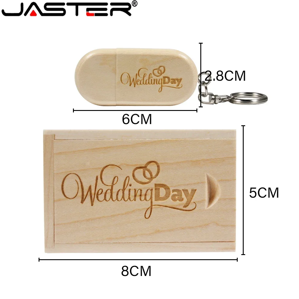 Fashion Maple Wooden+box Customized Logo Walnut Pendrive with Key Chain Usb Flash Drive 4GB 8GB 16G 32GB Usb Stick 2.0 Gift