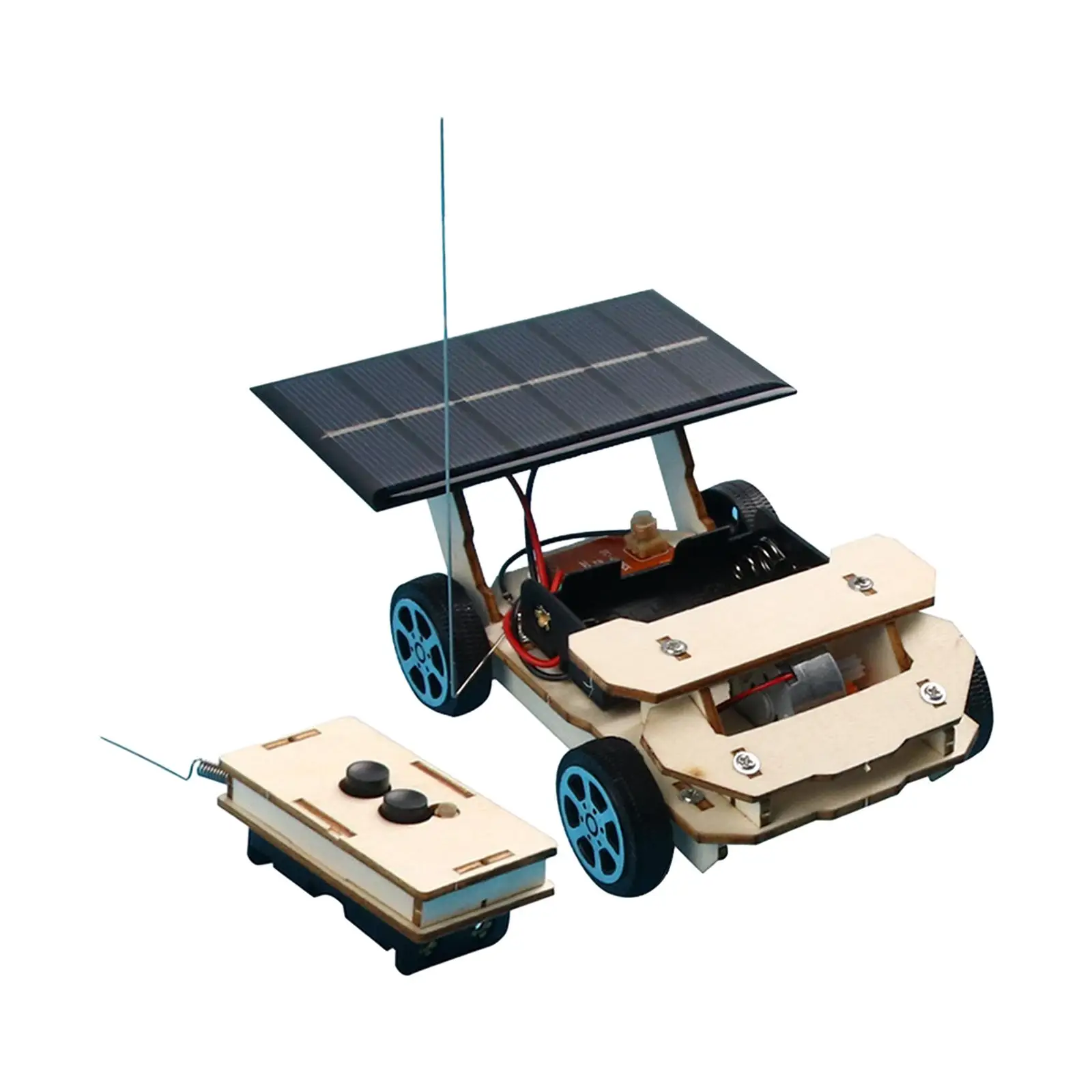 Kit de Modelo de Carro Solar de Madeira com Controle Remoto Sem Fio, Projeto Educacional de Construção, Projeto de Engenharia de Circuito, Carro com Motor Elétrico