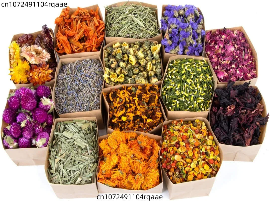 Paquete de Flores Secas Naturales Premium (100g-500g): Rosa/Orquídea/Lavanda/Manzanilla para Jabón, Fabricación de Velas, Creaciones DIY para Baños Aromáticos