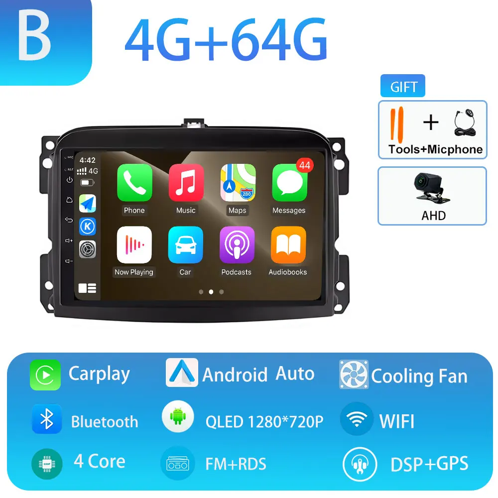 Android 15 voor Fiat 500L 2012-2018 Draadloze Carplay Stereo Scherm Autoradio GPS Navigatie Multimedia Speler 4G WIFI Head Unit