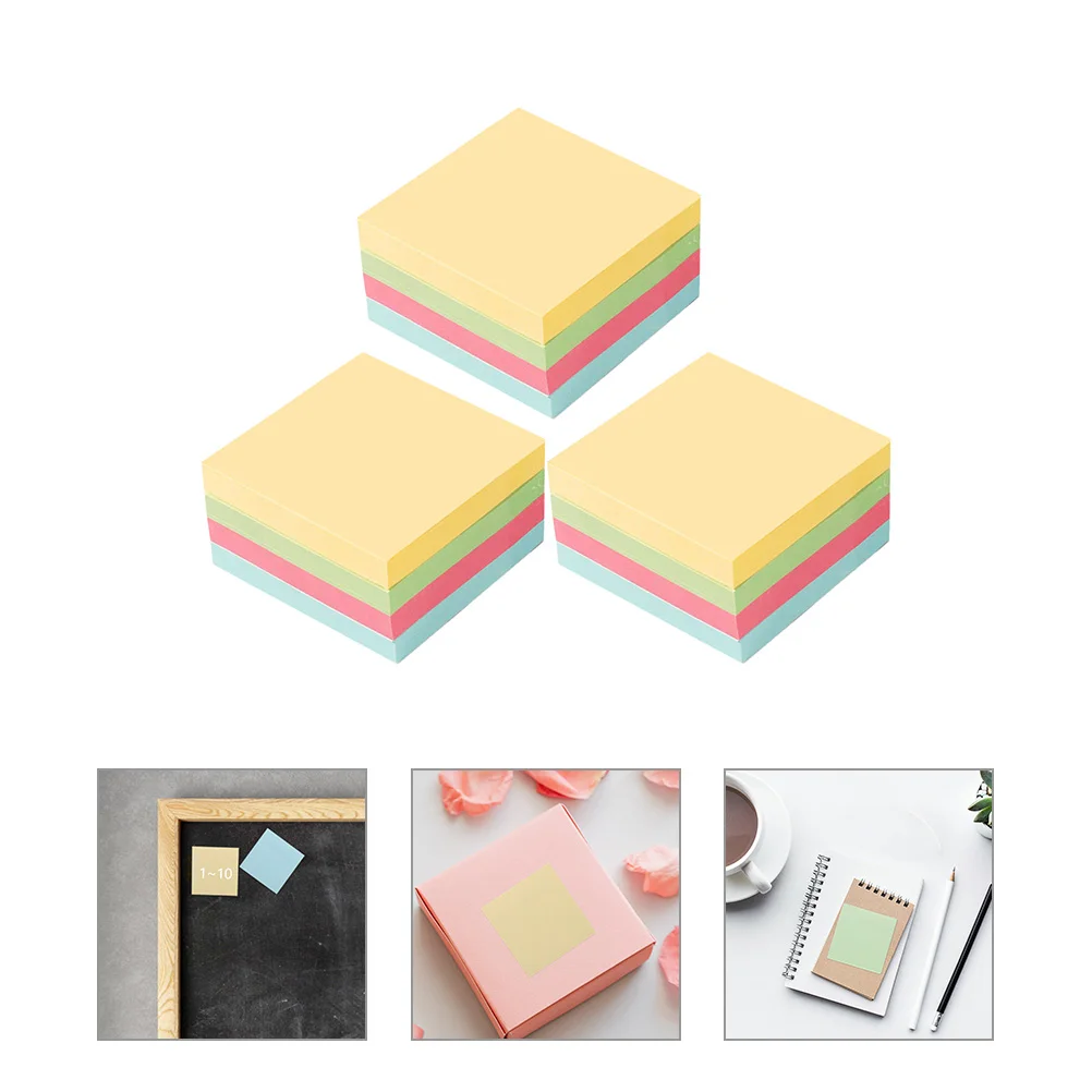 

3 Books Memo Stickers Colorful Pads Self-adhesive School Supplies Student