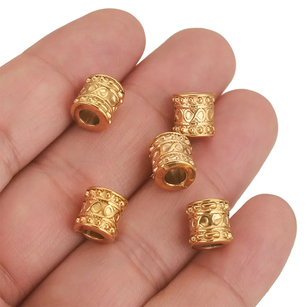 10pcs Stainless Steel Large Hole Cylinder Tube Infinity Symbol Beads Spacer Bead Fit for Original Charm Bracelet Jewelry Finding