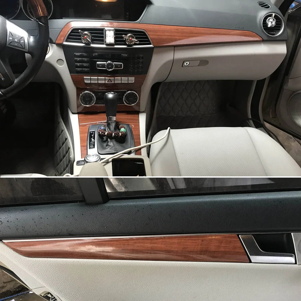 

Автомобильный Стайлинг, дерево, углеродное волокно, салон автомобиля, центральная консоль, изменение цвета, литые наклейки, наклейки для Benz C Class W204 2011-2014