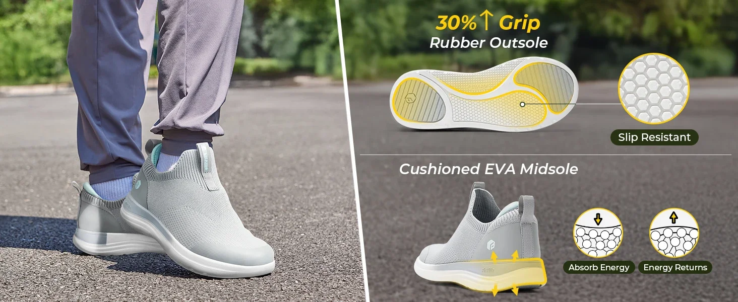 FitVille Damen-Sneaker, breite Passform, zum einfachen Anziehen, ideal zum Gehen und Laufen, mit Fußgewölbestütze, bequem, leicht, für den Alltag, orthopädische Schuhe für geschwollene Füße. – Detail 6