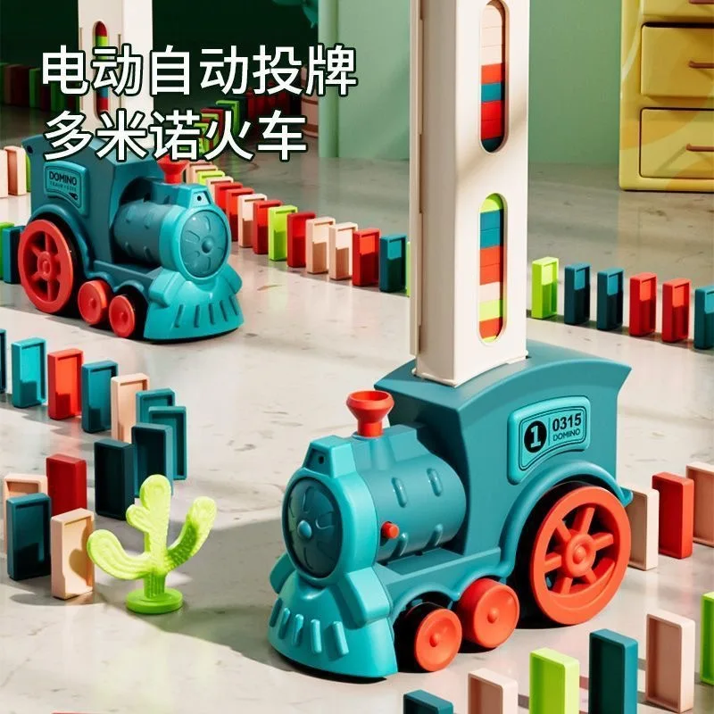 

2026 New Kids Electric Domino Train Car Set Sound & Light Automatic Laying Dominoes Brick Blocks Game Educational Gift Kids Toy