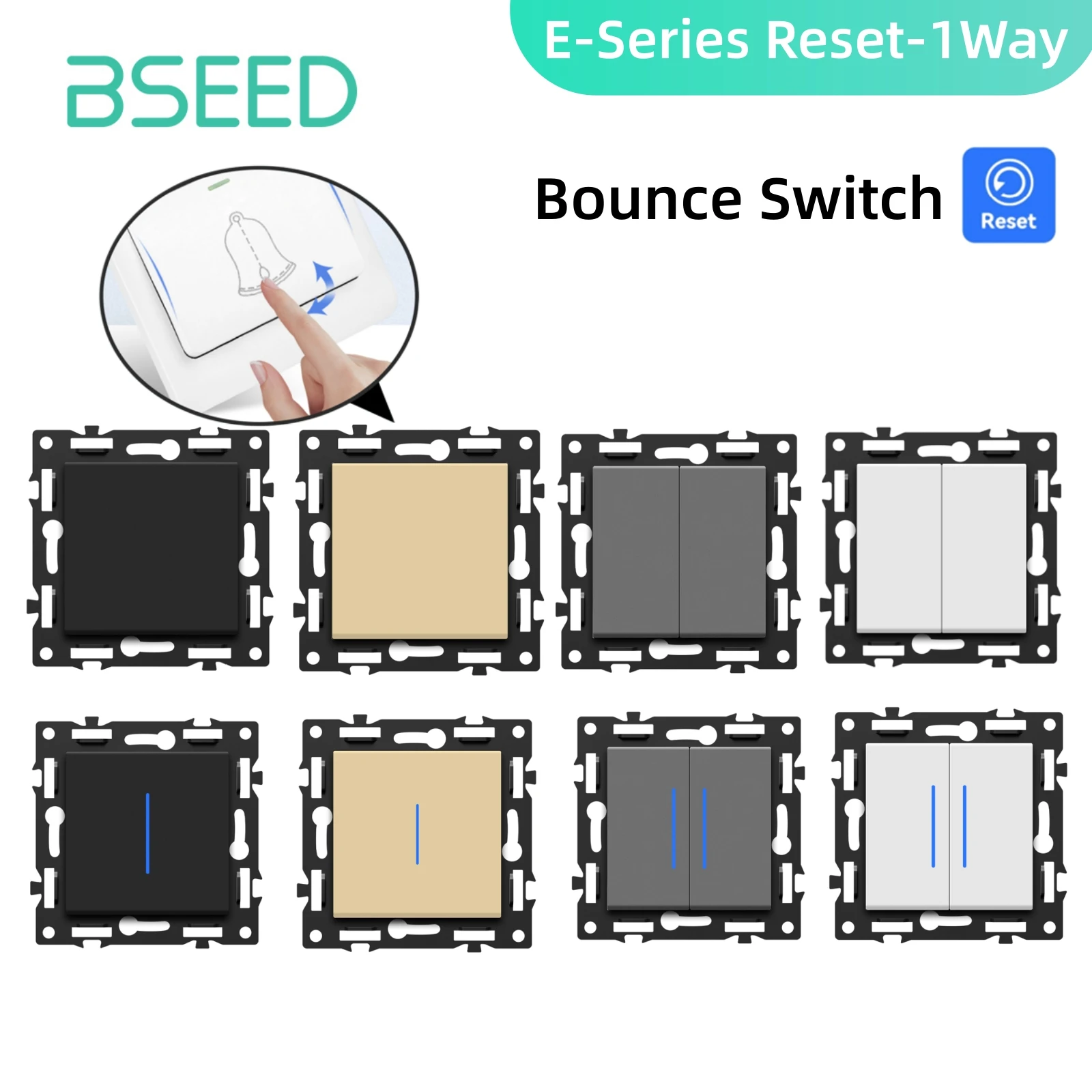 Bseed EU-Standard Mechanischer Reset-Schalter 1/2-fach 1-Wege-Drucktastenschalter E-Serie Bounce-Schalter Nicht-Verriegelnder Schalter
