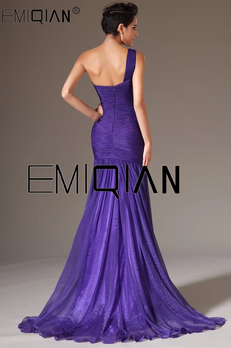New Sexy Pageant Dresses One Shoulder High Slit Chiffon Evening Dresses Women\'s Formal Evening Gowns