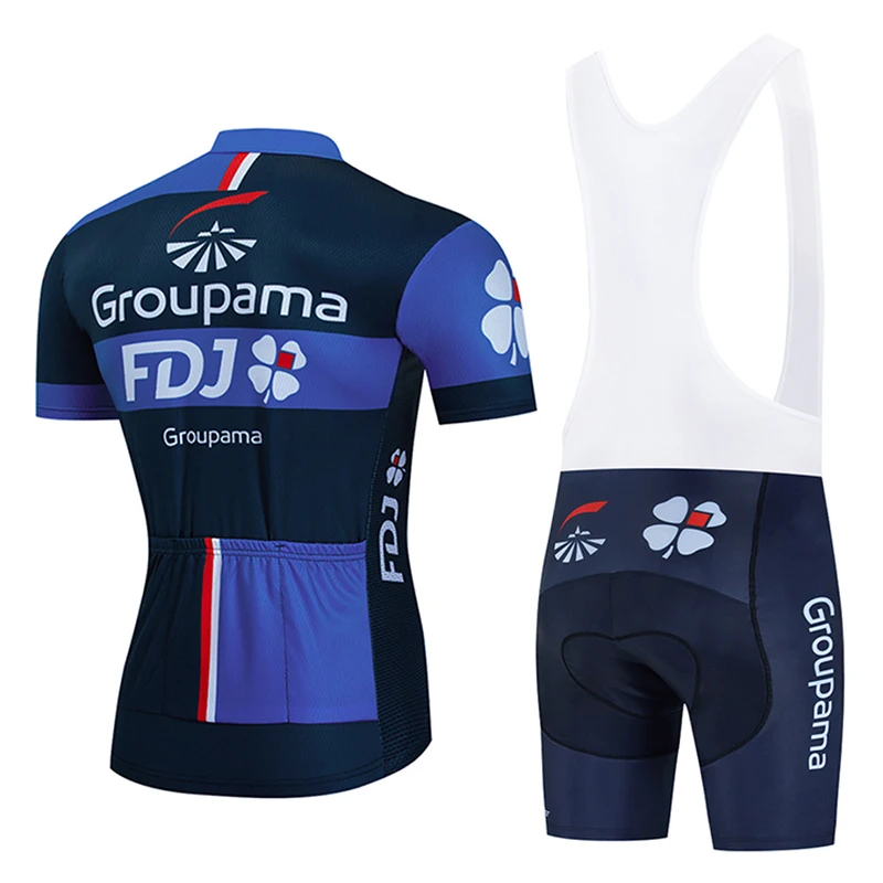 GROUPAMA FDJ Cycling Team Jersey Bib Set MTB Uniform 2023 Mountain Bike Clothing Road Shirt Mens Short Maillot Suit Sport Outfit