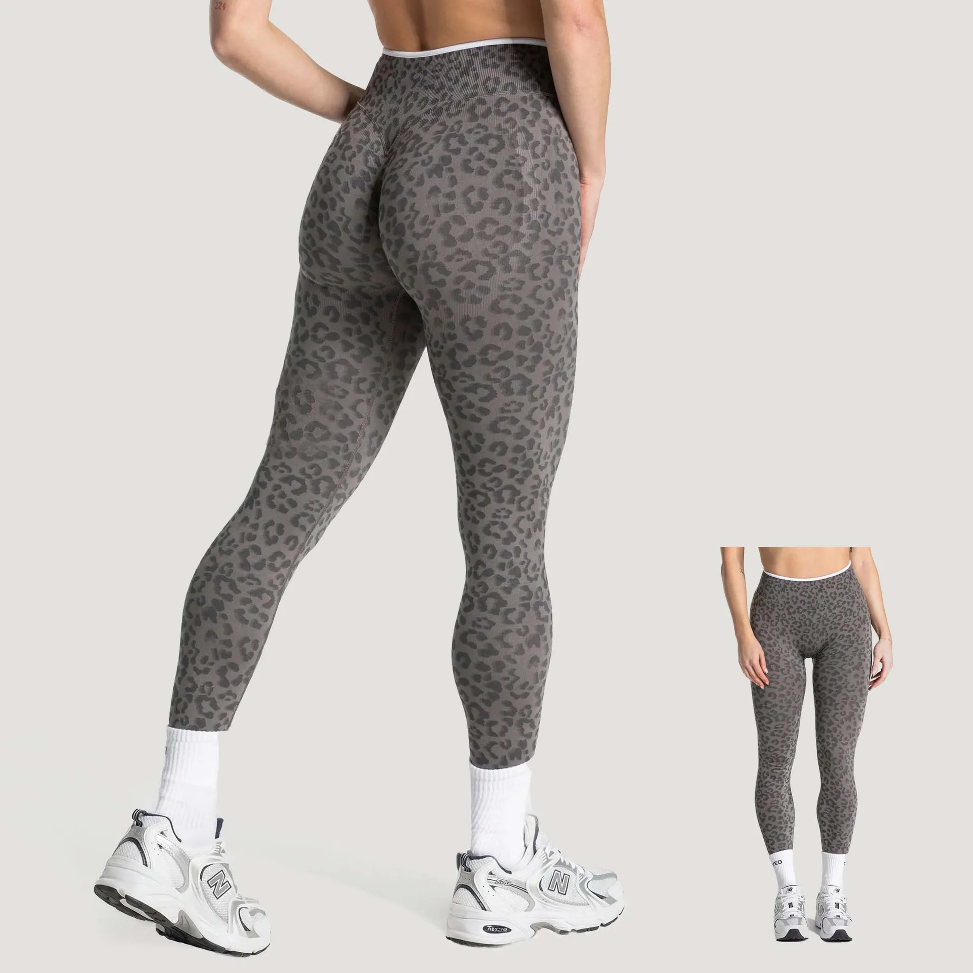 Denyf Butt Lift Leopard Print Leggings Fit Sculpt Breathable Seamless Tummy Control Slim Fit Yoga Gym Workout Sports Pants