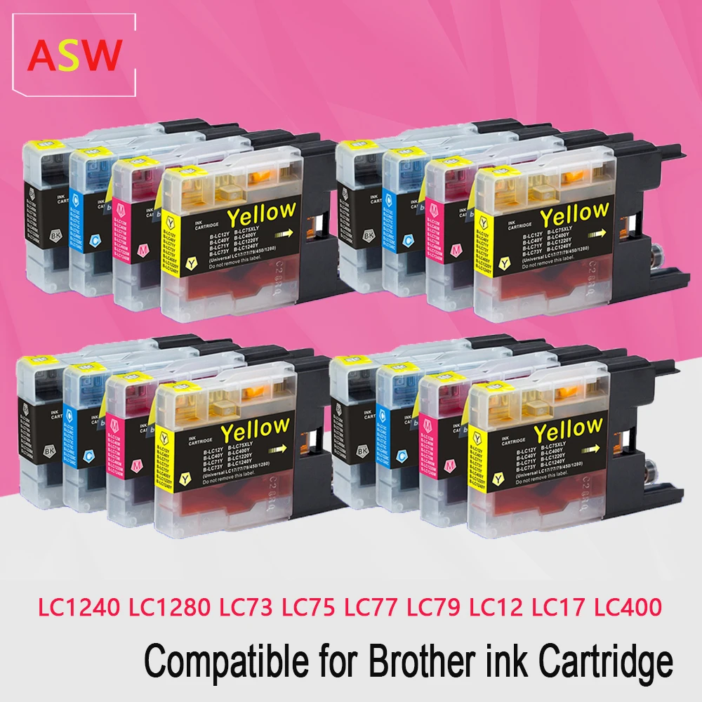 Cartucho de tinta para impresora Brother LC1280, LC-1280 XL, LC1240, LC-1240 XL, LC-1220XL, DCP-J525W, J625DW, J6510DW, J6510DW