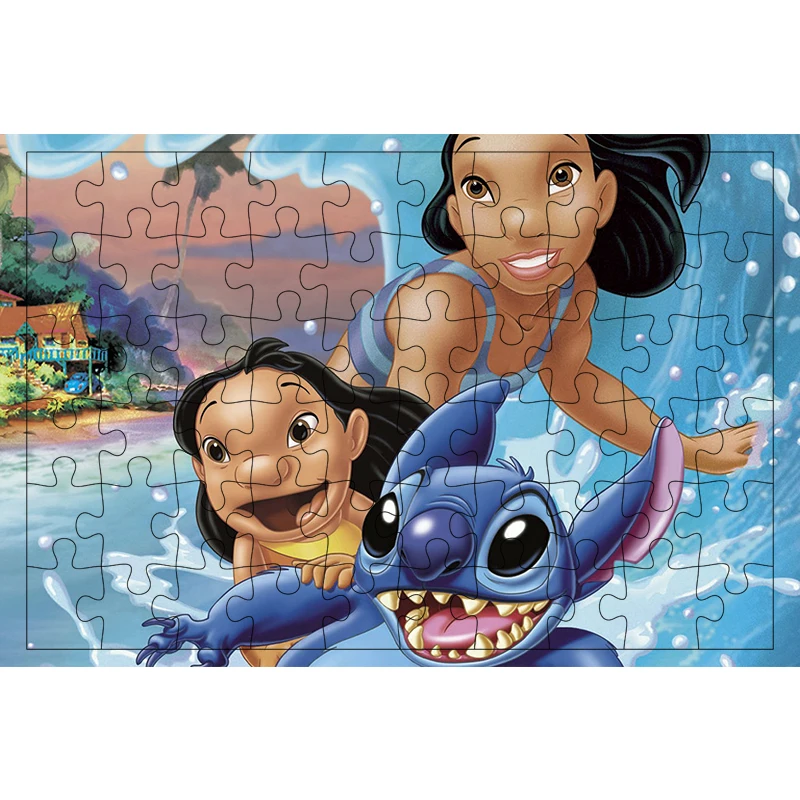 Disney Lilo&Stitch Cartoon Lovely Alien Blue Creature Pictures Puzzle Game Jigsaw 300 500 1000PCS Teens Fans Like Room Ornaments