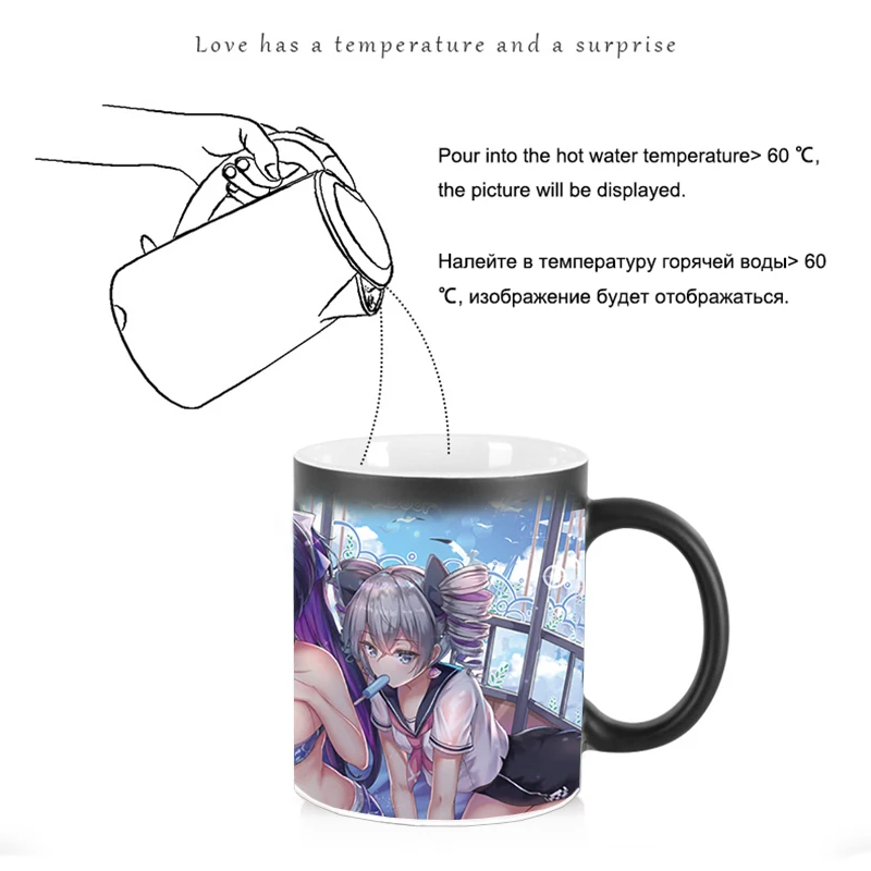 Hot sale kawaii rabbit girl cup quadratic game coffee mug changing color cool modern keepsake mugs BSKT-003