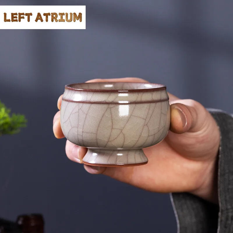 

100 мл чайная чашка ручной работы Longquan Celadon Legatary Ge Kiln, фарфоровая чайная чаша, большая кружка Master's High Foot Chazhan, кунг-фу, чайная посуда