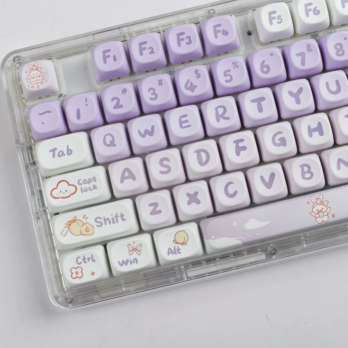 

Gradual change purple rabbit keycap cute cartoon MOA height sublimation 67 68 75 87 98 S99 104 108