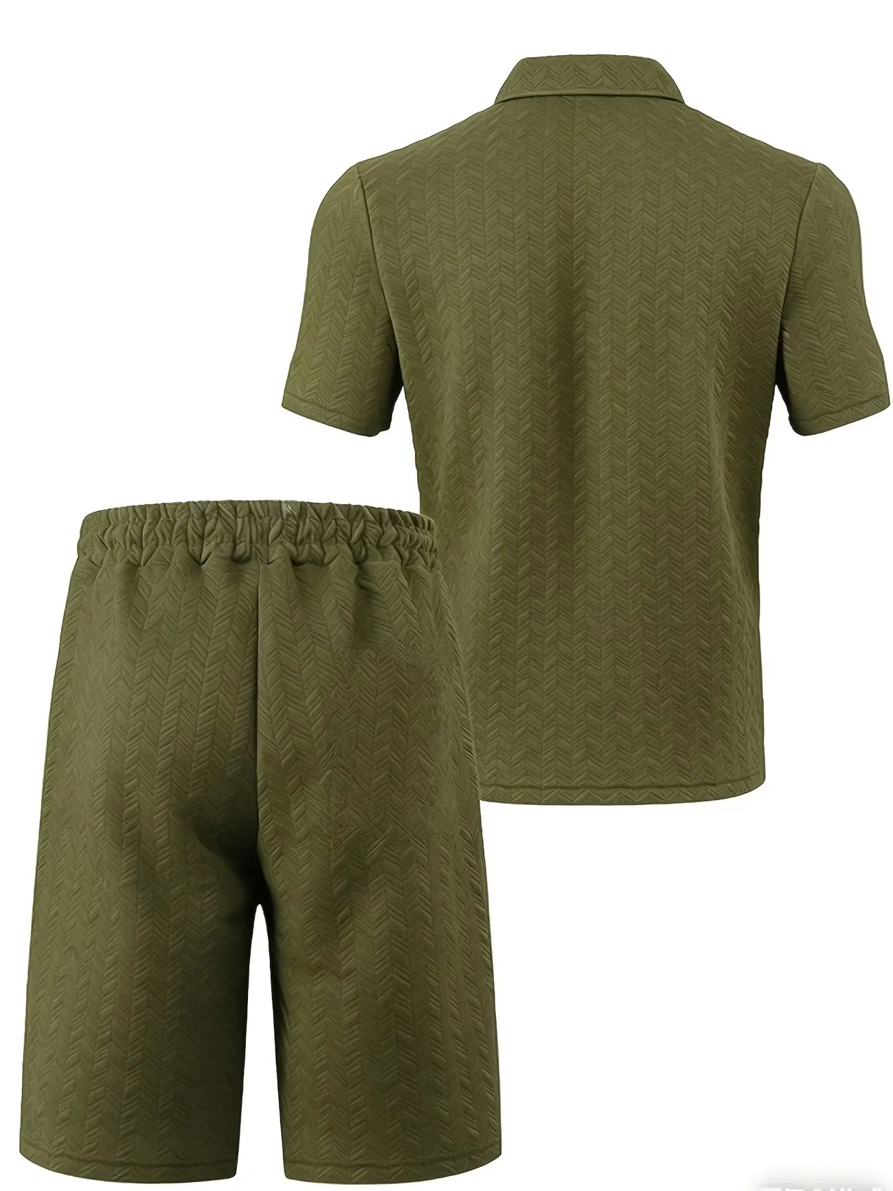 22026 Summer New Men's Casual Sportswear Polo Shirt With A Lapel, Men's Short-sleeved Shirt And Shorts, Jacquard Texture Suit