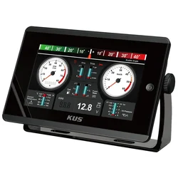 KUS Universal Two Fuel Engines Integrated Data Monitor 7 Inches Gauge Panel Compatible with J1939 or NMEA 2000 Network for Ships