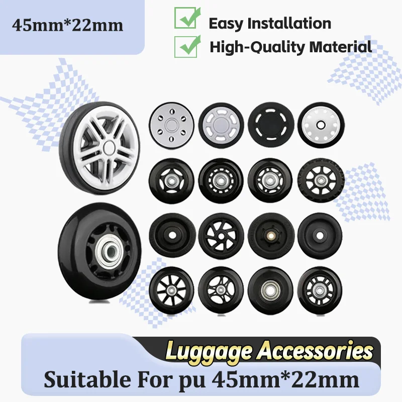 45mm x 22mmの荷物の寸法に適合 70mm/80mm/100mmの荷物用ホイールに対応 静かで耐久性のある修理キットが付属