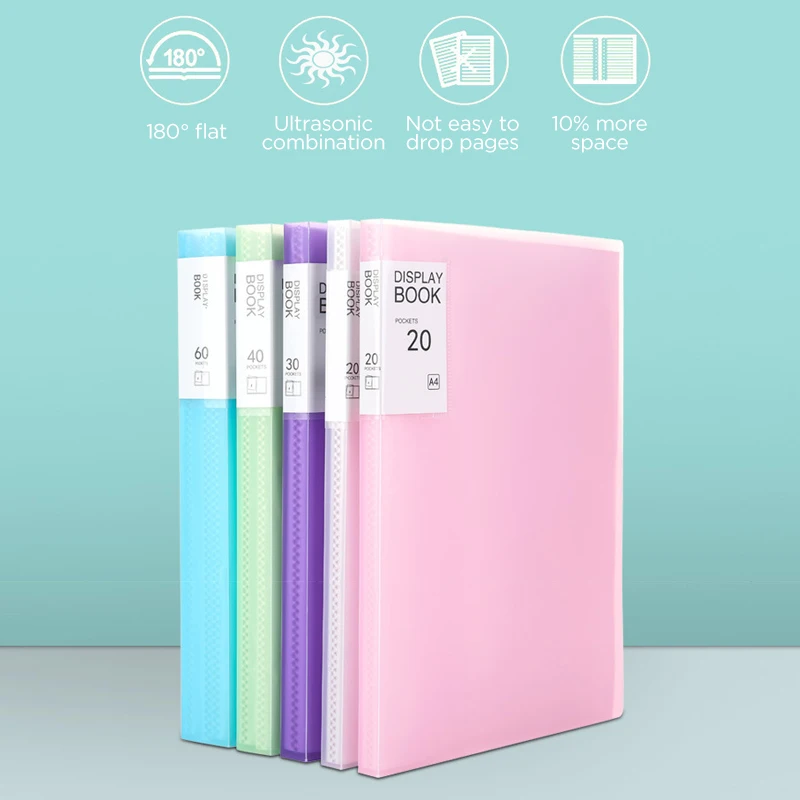 A4 Transparent Folder Documents Loose-Leaf Notes Book Student Test Papers Organize and Store School Large-Capacity Stationery