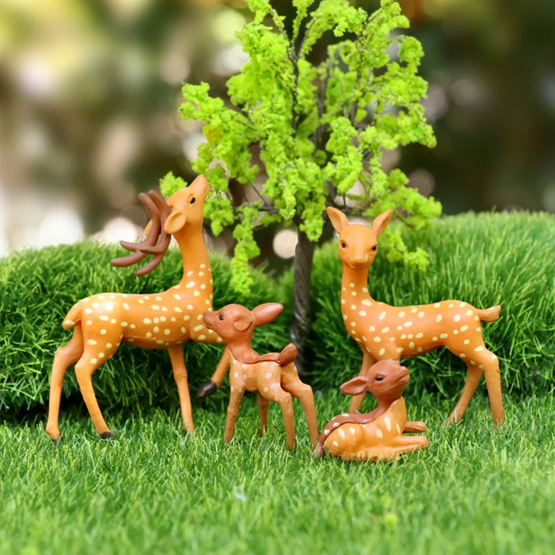 New Mini Deer Miniature Statue Deer Ornaments Artificial Cute Sika Deer Figurines Plastic Crafts Micro Landscape Ornaments