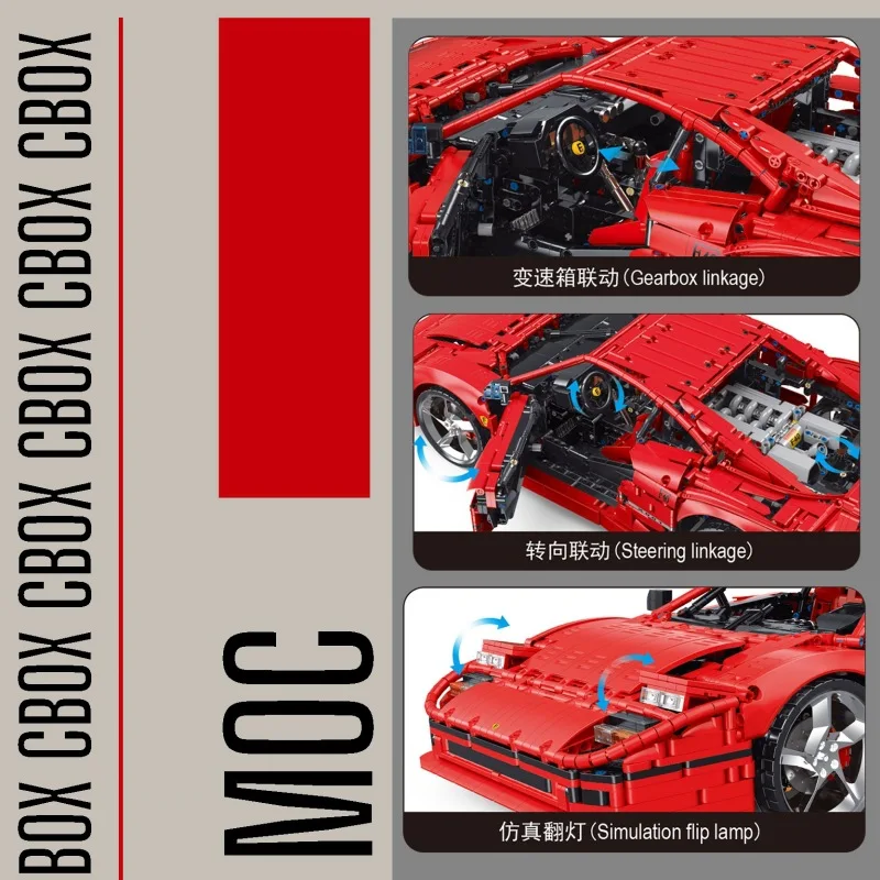 New 1:8 scale 40th Anniversary Edition F40 MOC-140629 Supercar Racing Car Building Block Bricks Educational Toy Birthdays Gifts