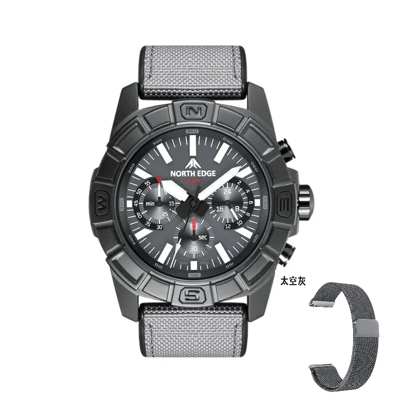 

Мужские часы NORTH EDGE BLAZE, солнечная батарея, корпус из нержавеющей стали 316, кварцевые часы для мужчин, спортивные часы для пилотов, водонепроницаемые, 50 м, секундомер