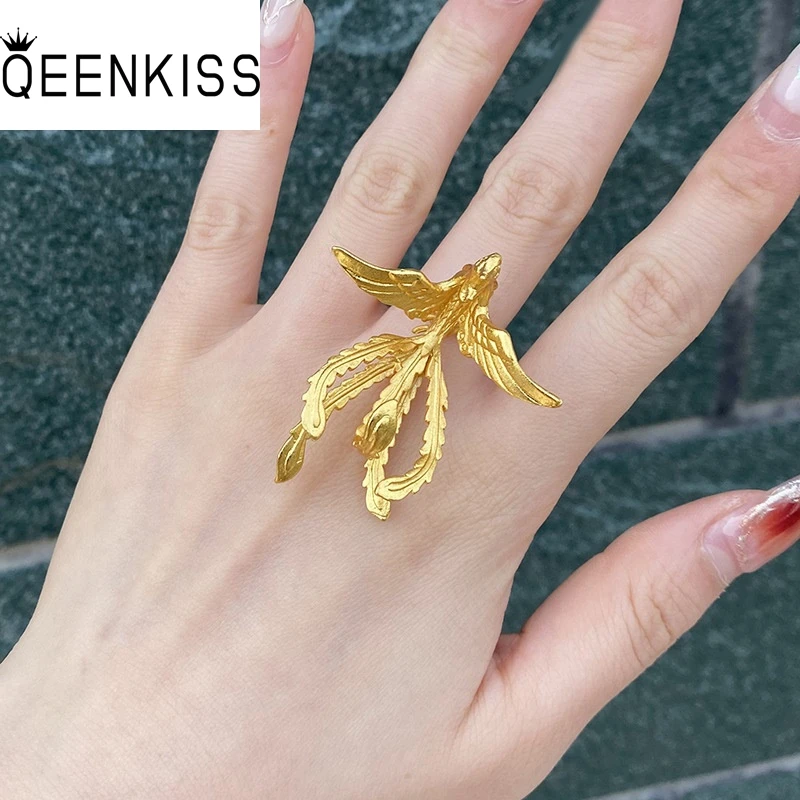 

QEENKISS Gold Vintage Phoenix Open Ring For Women Wedding Party Birthday Christmas Bride Mother Girlfriend Ladies Gifts RG5224