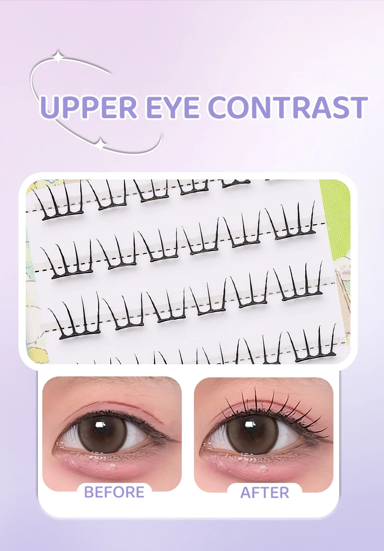 DINGSEN Selbstklebende Cluster-Wimpern, 6 Reihen, einzelne Wimpern, kein Kleber erforderlich, koreanisches Make-up, DIY-Wimpern, natürliche Wimpern – Detail 2