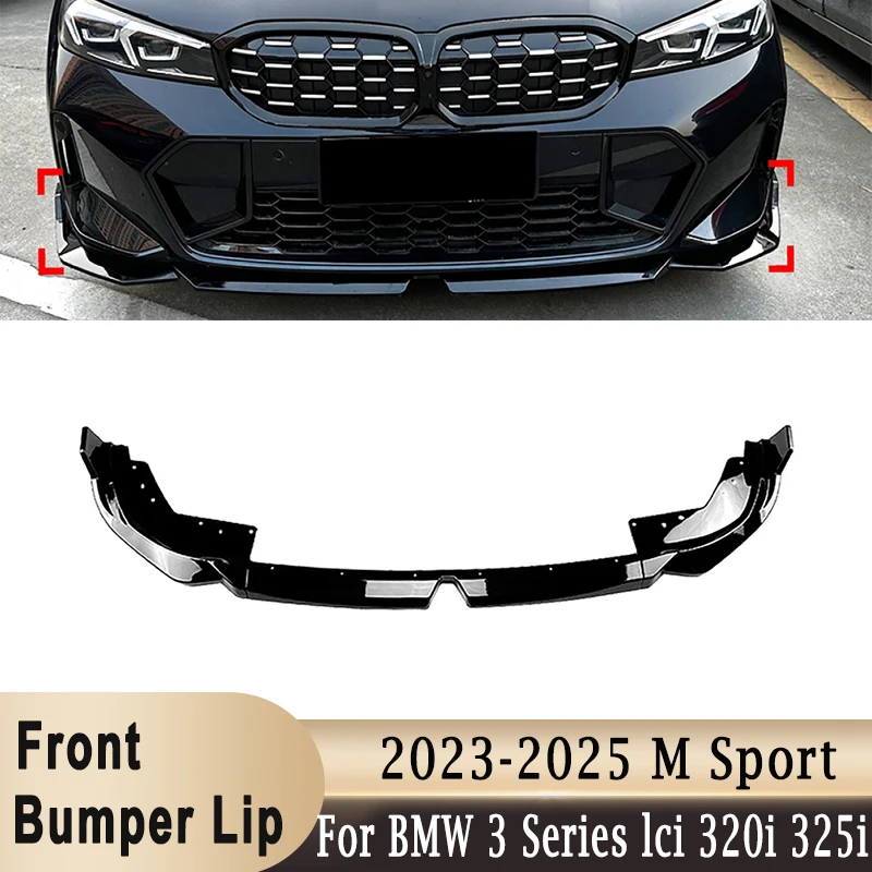 

Front Bumper Lip Splitter for BMW 3-Series G20 G21 G28 M Sport 320i 325i 320d M340i LCI 2023-2025 Gloss Black Bumper Protector