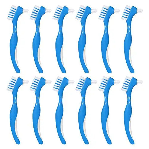 6/12Pcs Denture Brush Set for False Teeth, Double Sided Denture Cleaning Toothbrushes with Soft Bristles and Ergonomic Anti-Slip