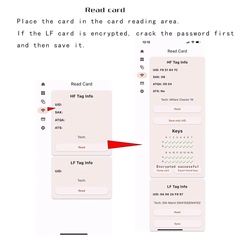 

AA08-RFID Chameleonu Smart Chip Reader ISO14443 Key Detection EM125KHZ IC 13.56Mhz Badge Decode RFID Emulator