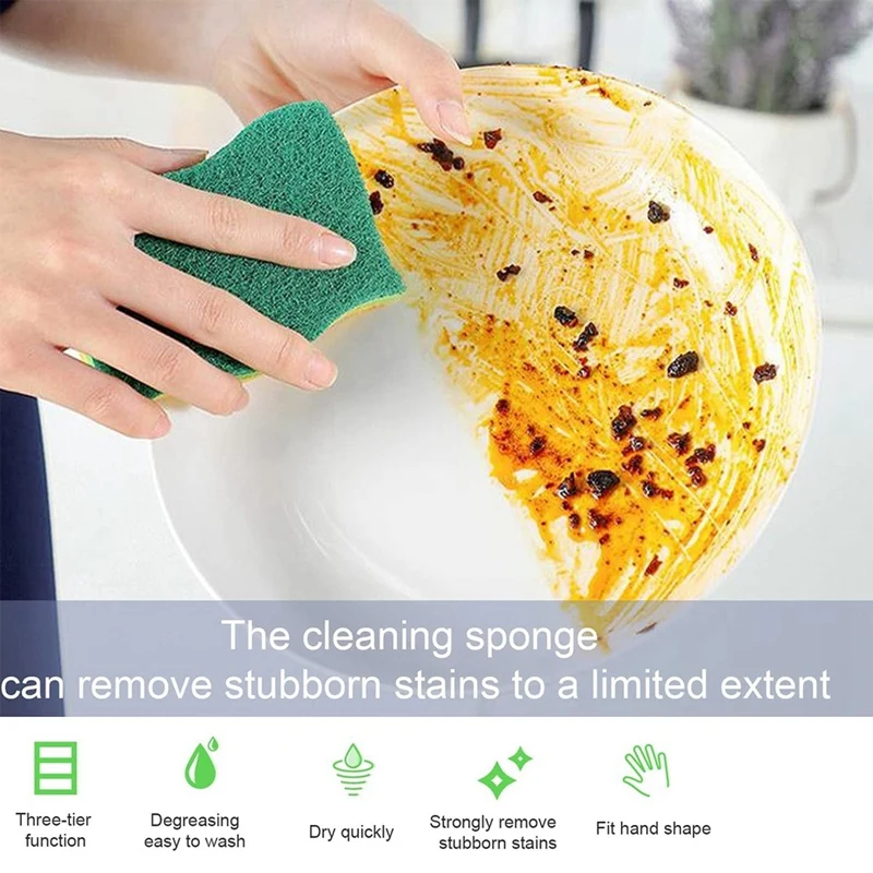 Non-Scratch Cellulose Household Kitchen Sponges, Dishes Sponge 5 Packages ,Multi-Use Dish Scrubber Sponge For Household