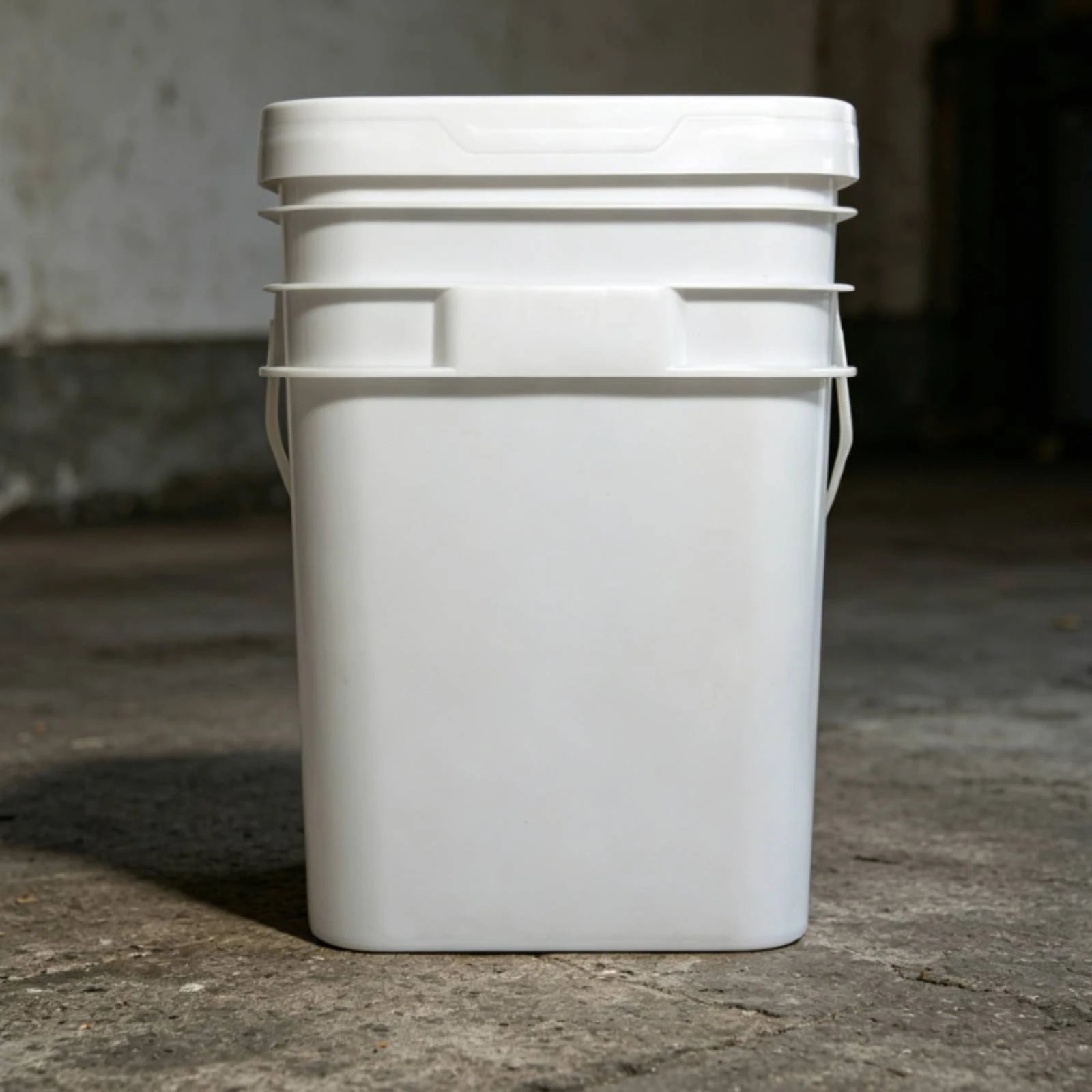 Square Pail Reinforced Bands Plastic Pail Pail Tapered Shape Household Container White - view 5