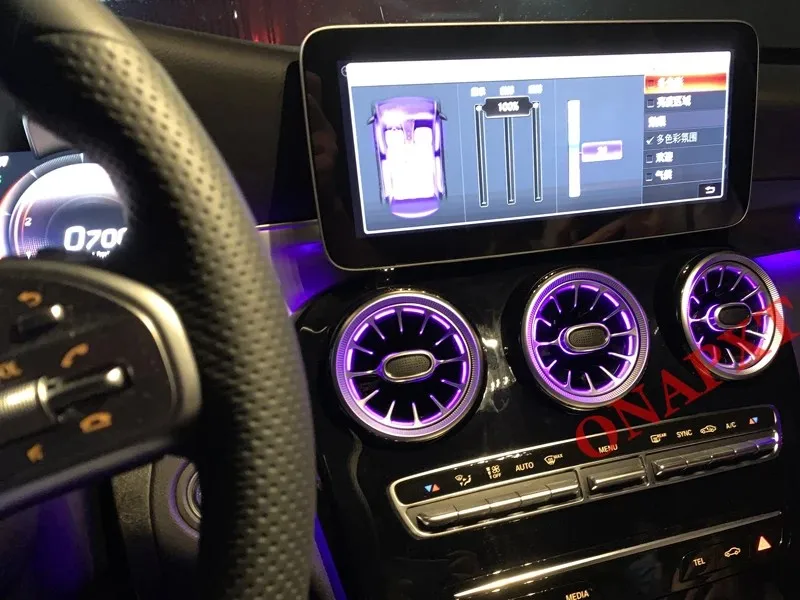 

Декоративная вращающаяся лампа-турбина для вентиляционных отверстий с подсветкой для Mercedes-Benz AMG C/GLC Coupe 2014-2022 X253 W205