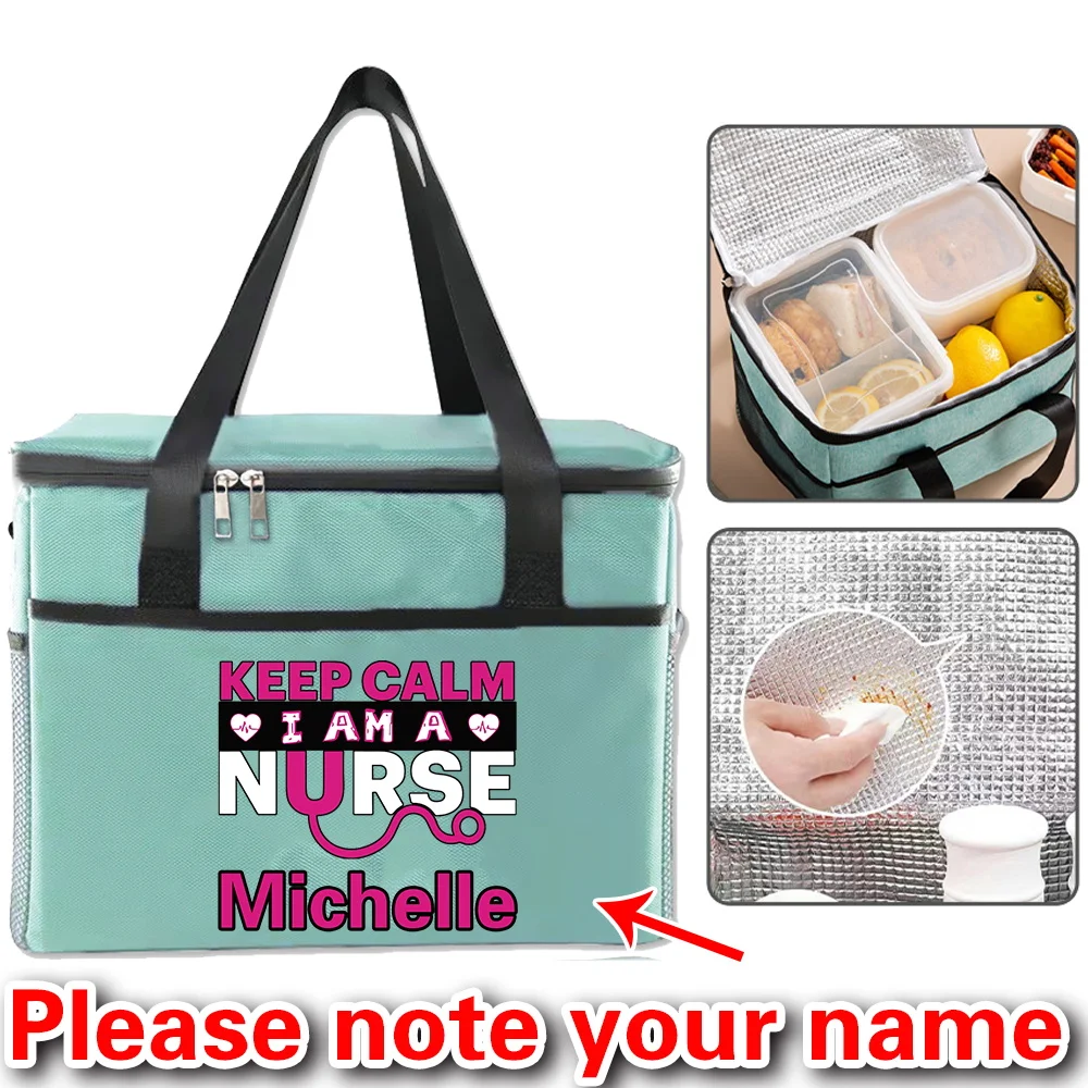 Personalized Customized Picnic Ice Pack Square Lunch Bag Portable Out Thick Aluminum Foil.