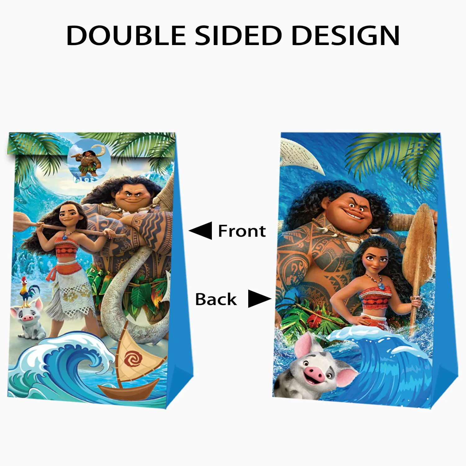 12pcs ‌Moana‌ Gift Bags Anime Children Birthday Party Candy Bag Kraft Paper Packaging Boxes Treat Bag Supplies Gift view 3