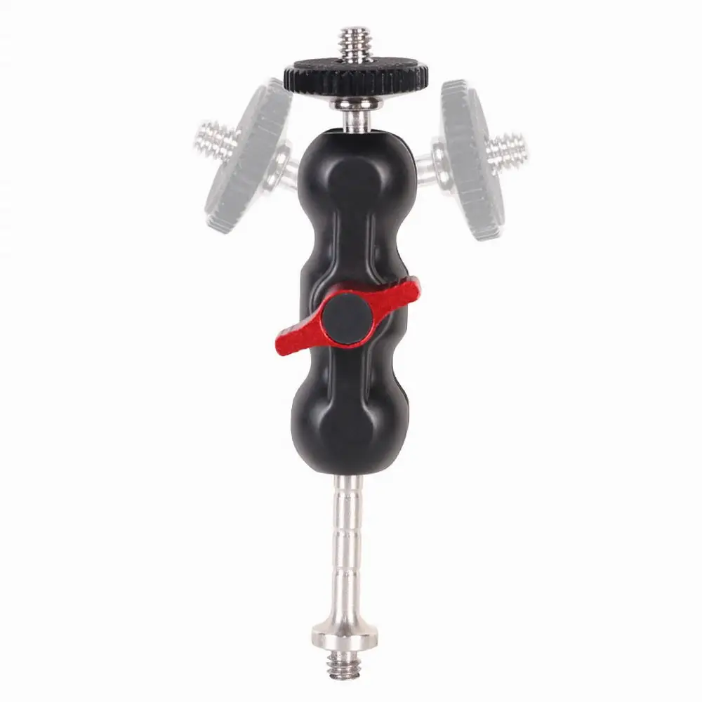 Mini แขนมายากลอะแดปเตอร์ Multi-Function Double Ballhead 1/4 "สกรูสำหรับกล้อง LED Light/แสงแฟลช/กล้อง