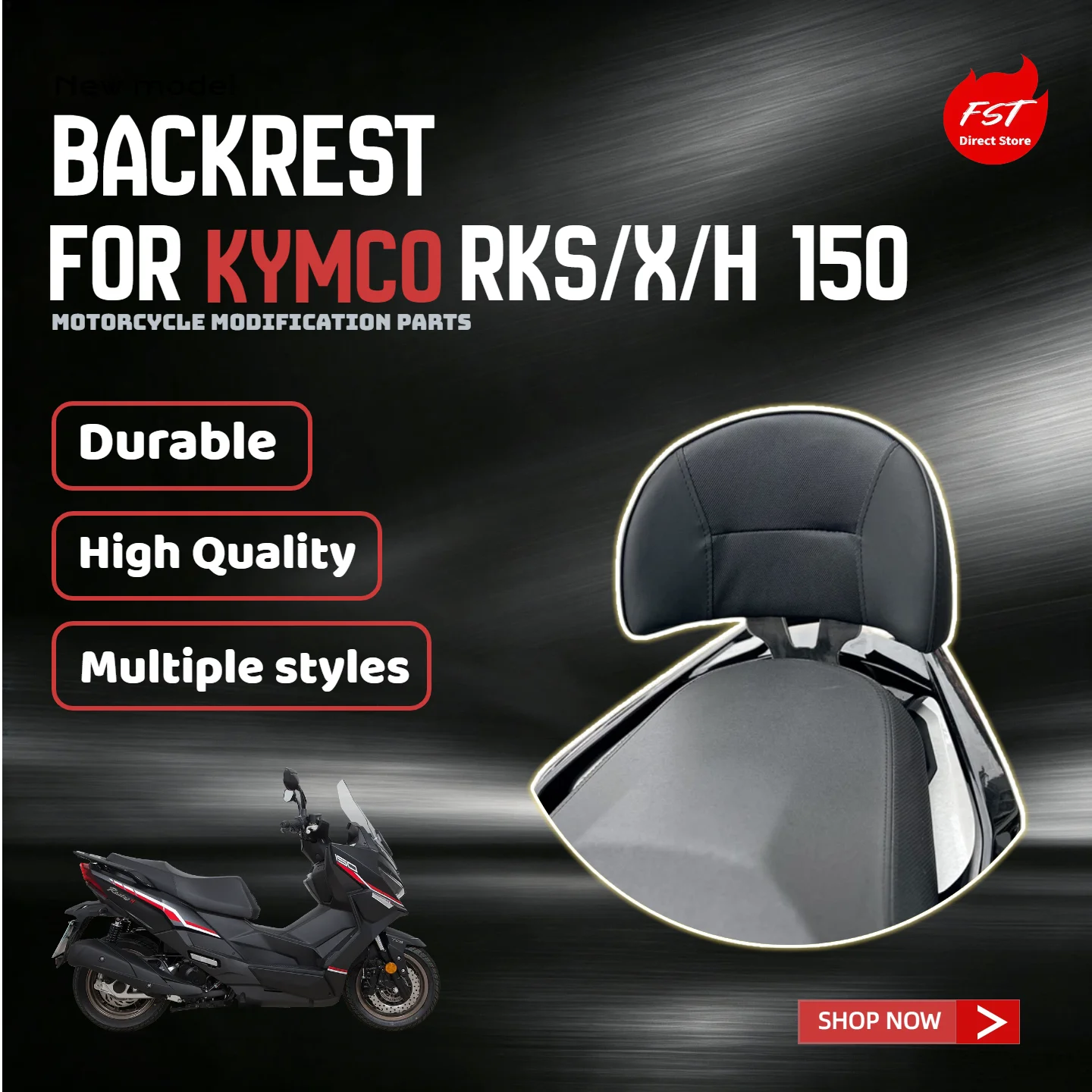 For KYMCO RKS/X/H 150 Rear Backrest, Custom Passenger Waist Support Motorcycle Mod Parts