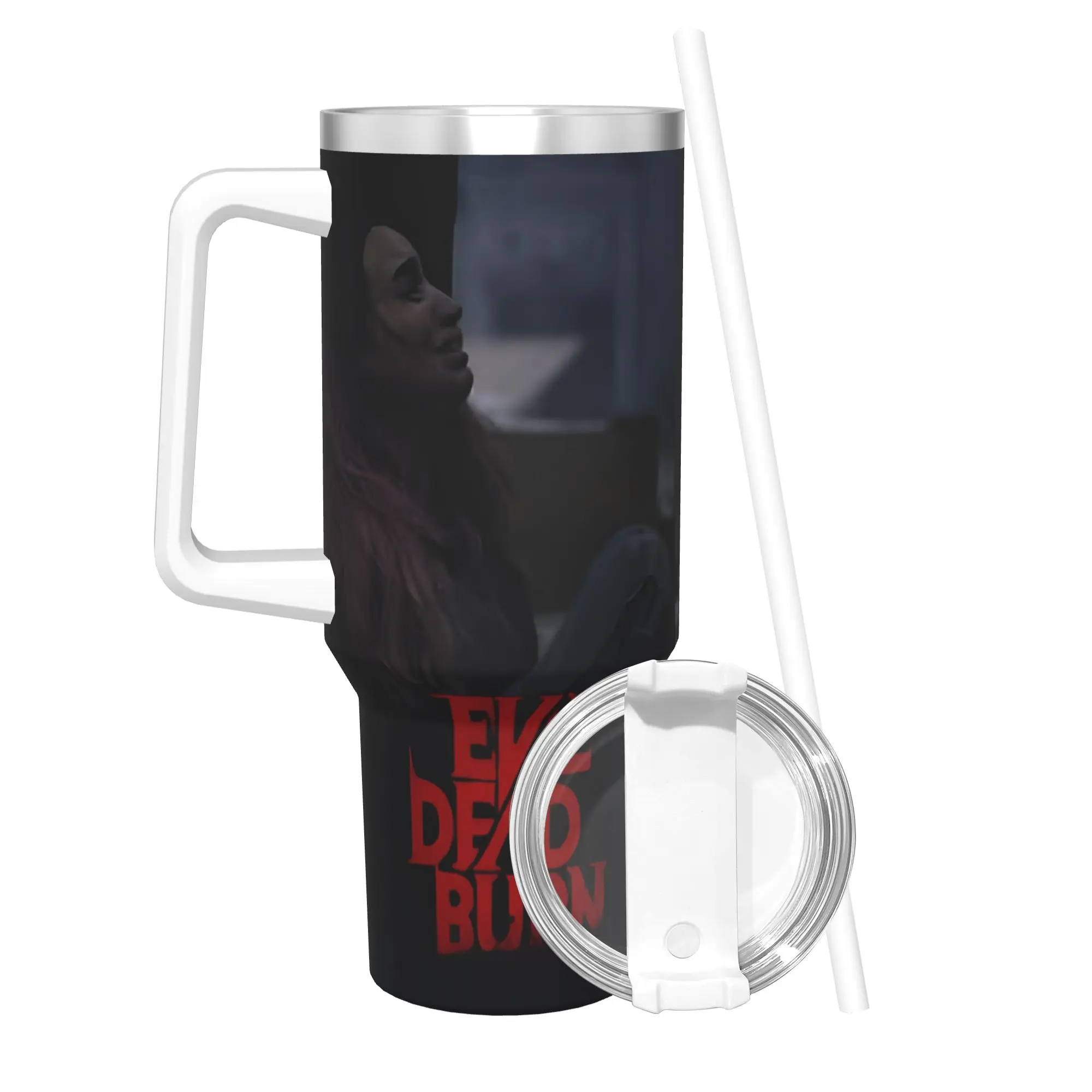 Evil Dead Burn Tumbler With Straw  Stainless Steel Tumblers Cup Double Wall Vacuum Insulated for Cold Or Hot 40oz