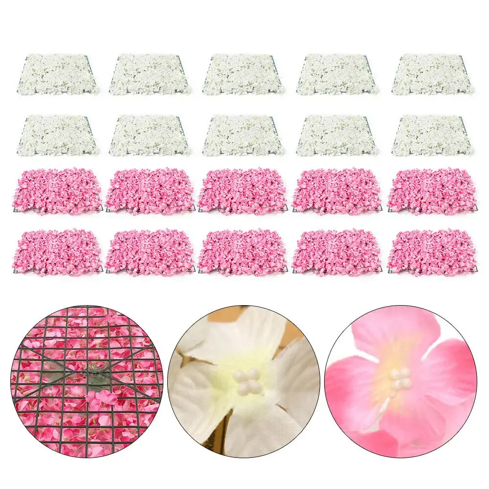 10/20PCS Flower Panels 40X60cm Artificial Flower Wall Panel White/Pink Flower Backdrop Wall for Party Wedding Christmas Festival