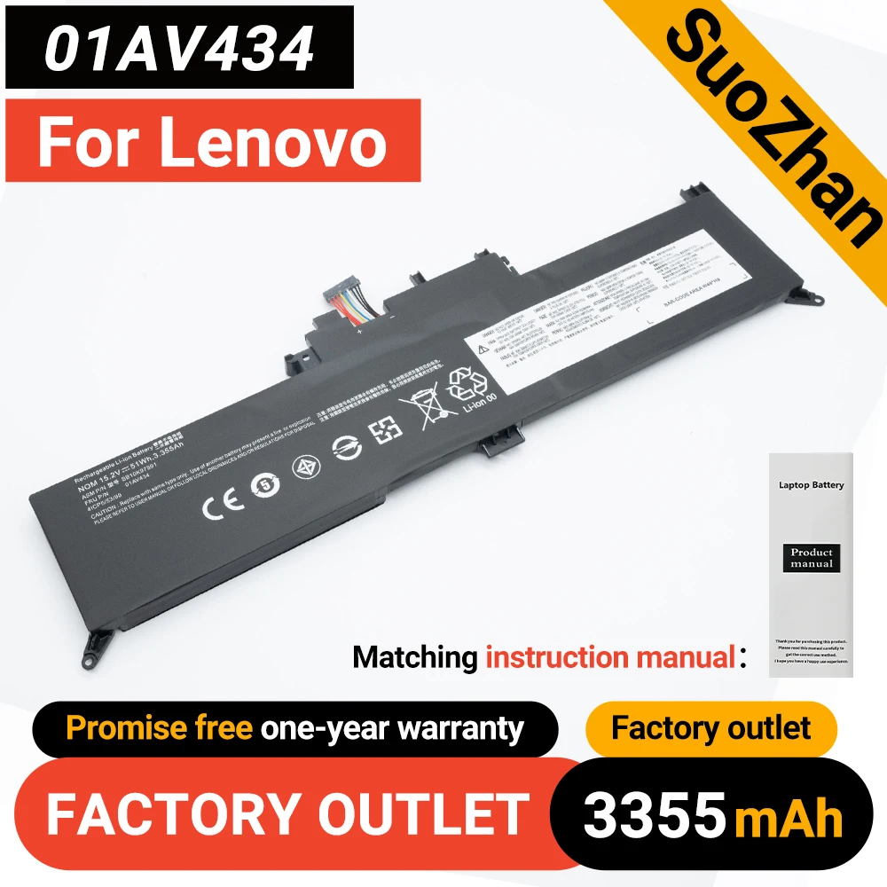 SUOZHAN 01AV434 15.2V 51WH 3355mAh Laptop Battery For Lenovo ThinkPad Yoga 370 X380 01AV432 SB10K97591 SB10K97590