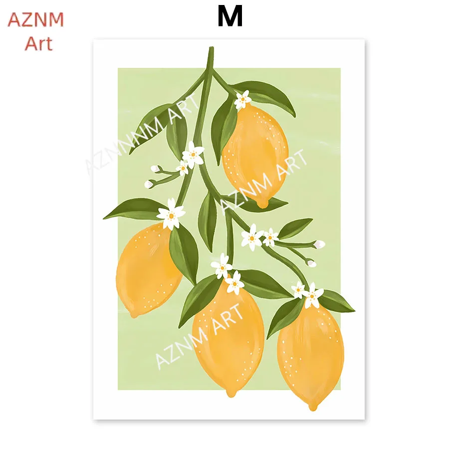 Santorini Lemon Coffee Flowers Abstract Landscape Posters and Prints Wall Art Canvas Painting Pictures For Living Room Home Deco