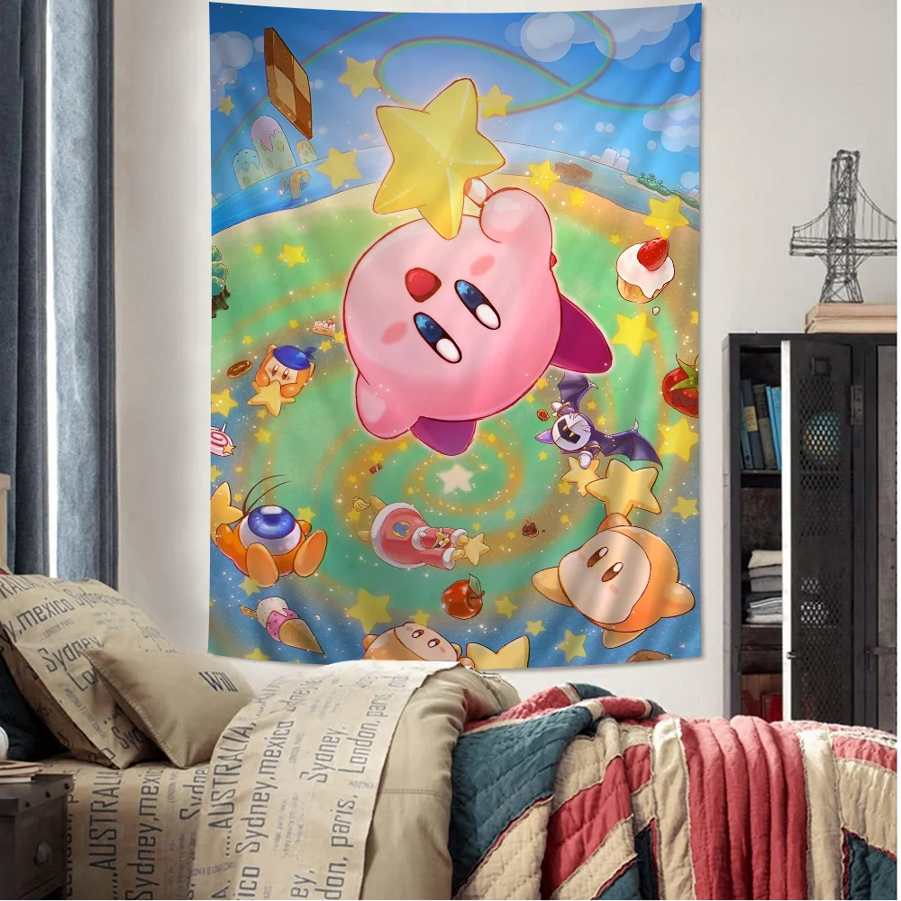 

K-Kirby Anime Tapestry Hippie Flower Wall Carpets Dorm Decor Wall Hanging Home Decor