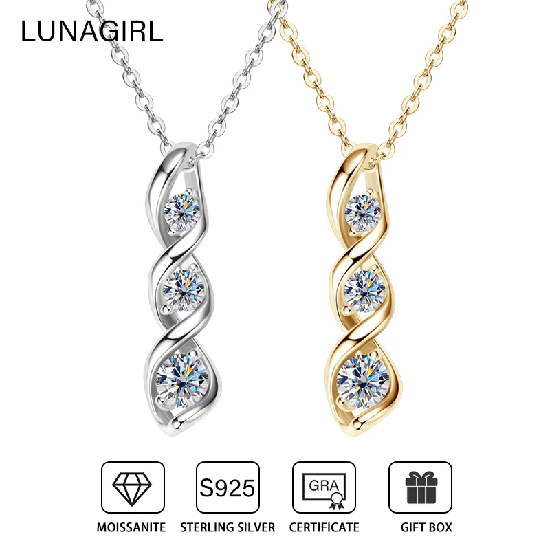 Trendy 0.7cttw Moissanite Diamond Pendants S925 Sterling Silver Spiral Luxury Diamond Pendant Necklaces for Women Jewelry Gifts